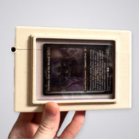 Clavileño, First of the Blessed Commander deck box, front toploader showing the commander card