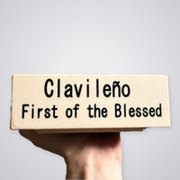 Clavileño Commander deck box, side with "Clavileño, First of the Blessed" lettering, digital file preview