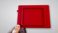 Red 3D-printed Commander deck box for Magic: The Gathering, front view
