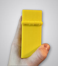 Yellow Commander deck box hinge side view