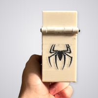 Cosmic Spider-Man Commander deck box, hinge end with spider emblem