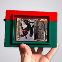 Miles Morales Ultimate Spider-Man Commander deck box, red and green, front toploader showing the card, digital file preview